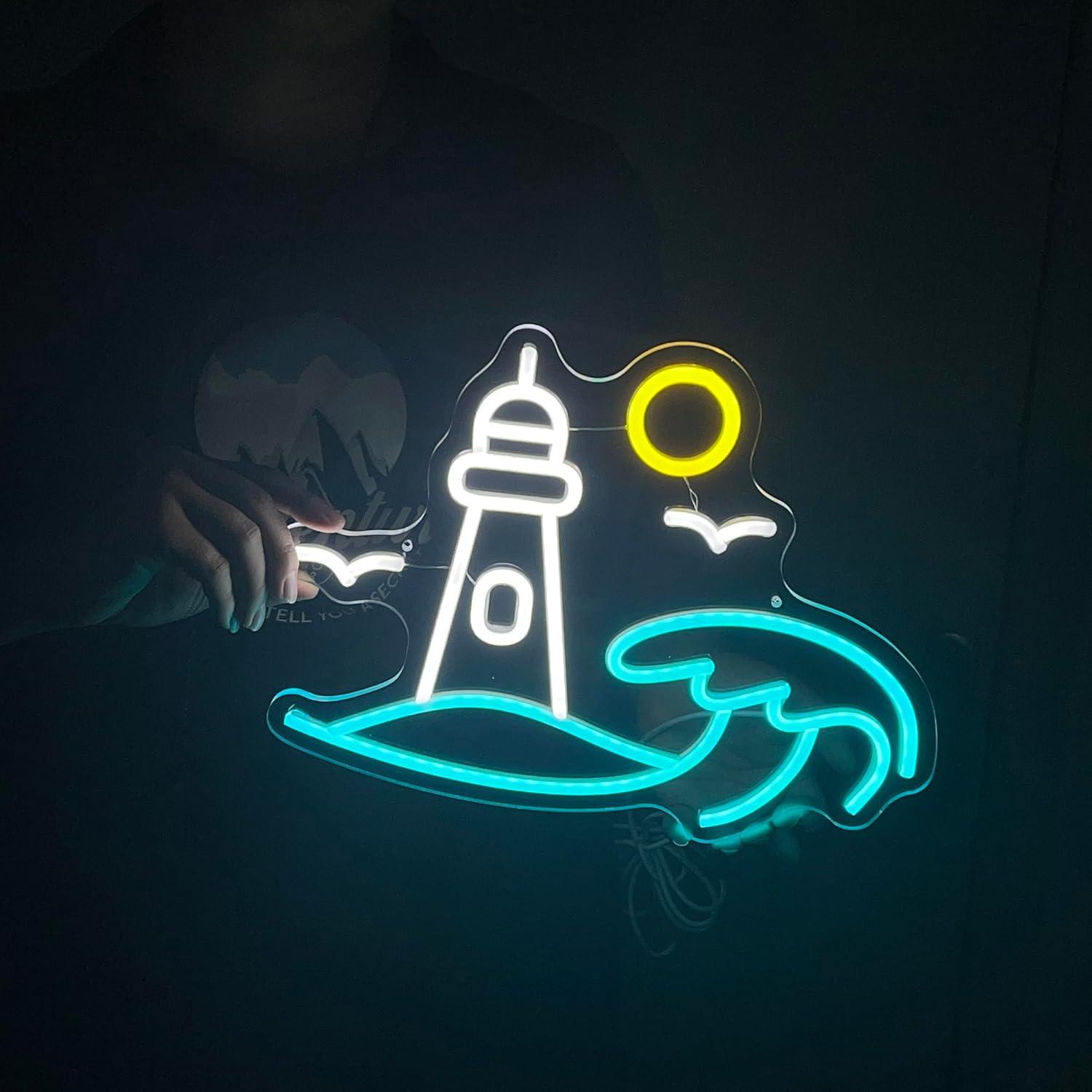 Neonreclame met vuurtorenthema - Party Games Night recensie en prijs